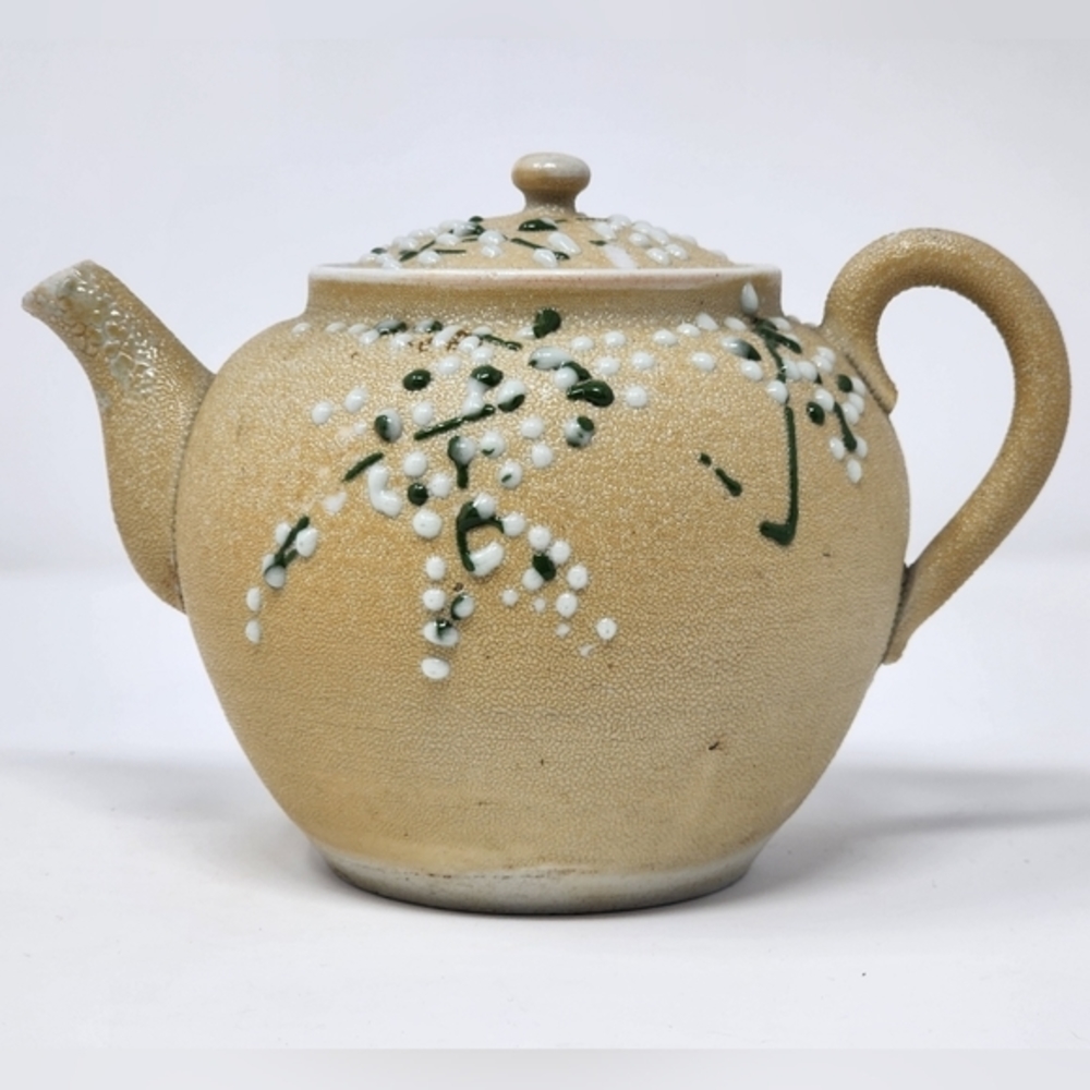 Vintage Meiji Period Japanese Hand Painted Ball Orange Peel Blossom Tea Pot